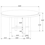 Coaster 108930-S7B 7 pc Arini sand wash finish wood 60" round dining table set cream fabric chairs black frames