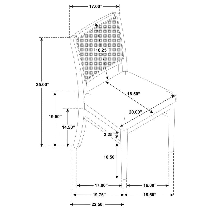 Coaster 108930-S7B 7 pc Arini sand wash finish wood 60" round dining table set cream fabric chairs black frames