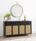 Coaster 108935BLK  Arini black finish wood rounded corners 65" dining buffet server sideboard cabinet gold accents