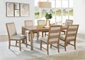 Coaster 109101-S7 7 pc Bruner natural brown finish wood modern design dining table set oatmeal dining chairs