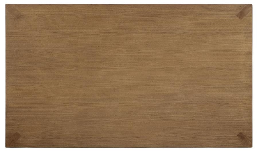 Coaster 109101-S7 7 pc Bruner natural brown finish wood modern design dining table set oatmeal dining chairs