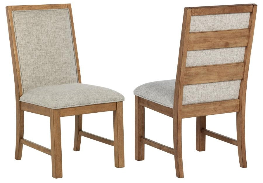 Coaster 109101-S7 7 pc Bruner natural brown finish wood modern design dining table set oatmeal dining chairs