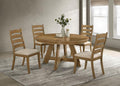 Coaster 109150-S5 5 pc Danvers brown oak 54" round trestle base dining table set