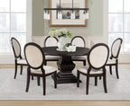 Coaster 109230-S7 7 pc Twyla dark cocoa finish wood 60" round dining table set rounded edge
