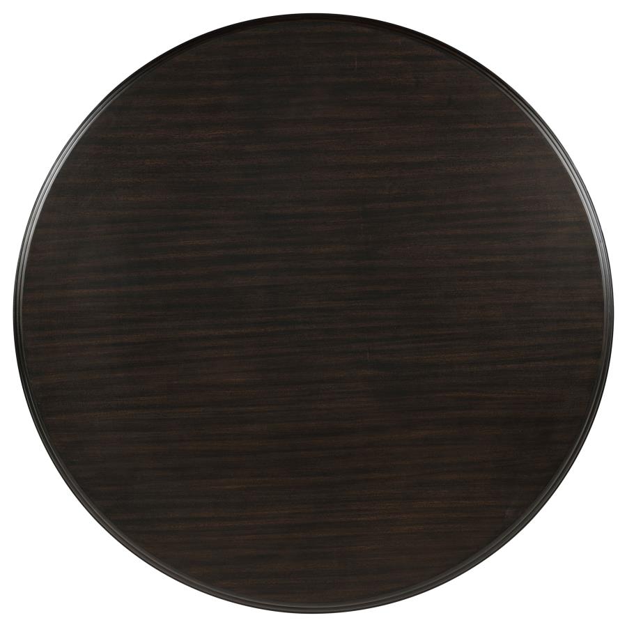 Coaster 109230-S7 7 pc Twyla dark cocoa finish wood 60" round dining table set rounded edge