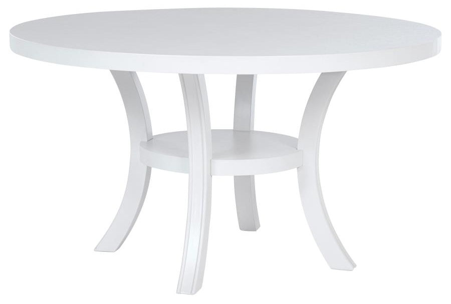 Coaster 109330-S7 7 pc Judd pearl white finish wood 54" round dining table set fabric upholstered seats