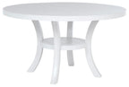 Coaster 109330-S7 7 pc Judd pearl white finish wood 54" round dining table set fabric upholstered seats
