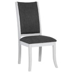 Coaster 109330-S7 7 pc Judd pearl white finish wood 54" round dining table set fabric upholstered seats