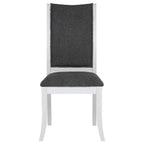 Coaster 109330-S7 7 pc Judd pearl white finish wood 54" round dining table set fabric upholstered seats