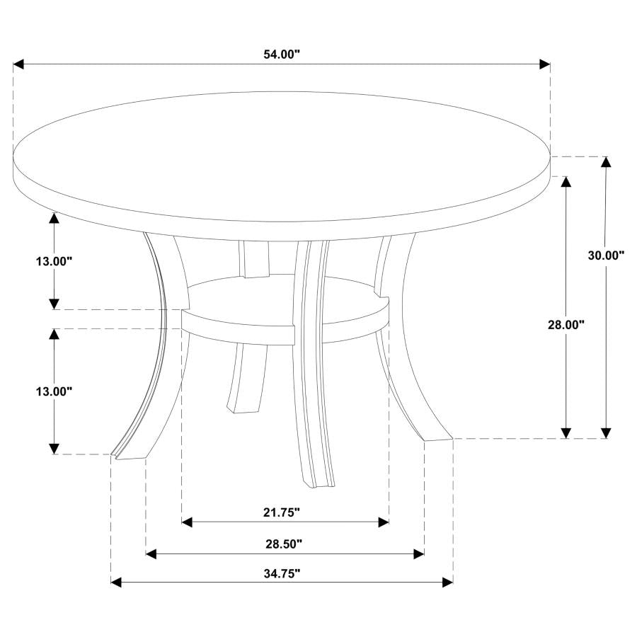 Coaster 109330-S7 7 pc Judd pearl white finish wood 54" round dining table set fabric upholstered seats