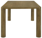 Coaster 109351-S7 7 pc Castlewood brown oak finish wood modern design dining table set light tan chenille dining chairs