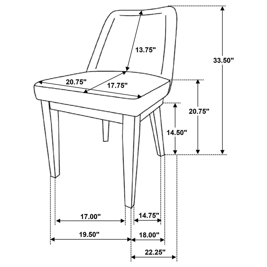 Coaster 109351-S7 7 pc Castlewood brown oak finish wood modern design dining table set light tan chenille dining chairs