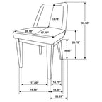 Coaster 109351-S7 7 pc Castlewood brown oak finish wood modern design dining table set light tan chenille dining chairs