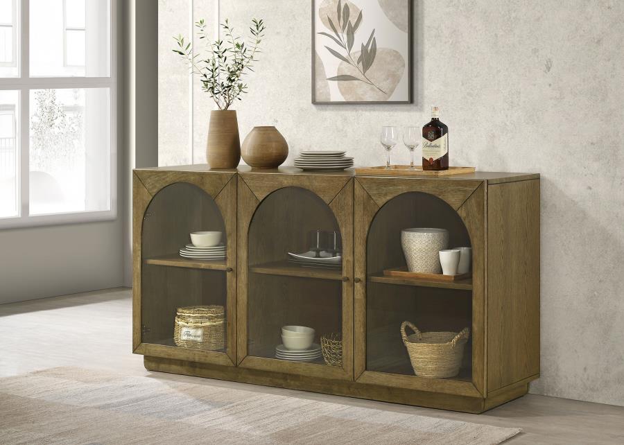 Coaster 109355 Castlewood brown oak finish wood modern design dining server buffet cabinet