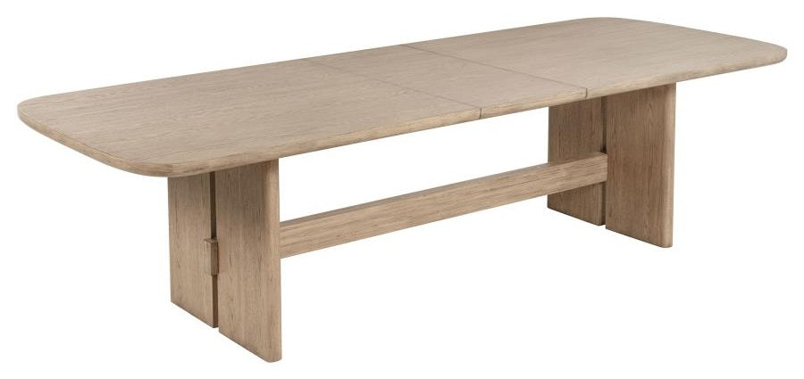 Coaster 109381-S7 7 pc Kailani beige oak wood finish 110" rectangular dining table set trestle base