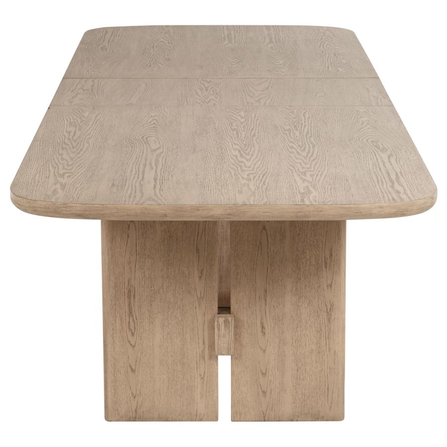Coaster 109381-S7 7 pc Kailani beige oak wood finish 110" rectangular dining table set trestle base