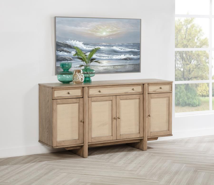 Coaster 109385  Kailani beige oak wood finish buffet sideboard server cabinet