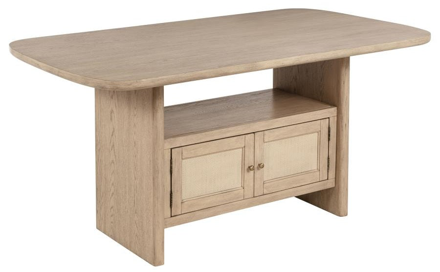 Coaster 109388-S7 7 pc Kailani beige oak wood finish 72" rectangular counter height dining table set trestle storage base