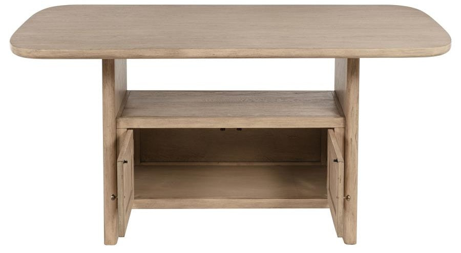 Coaster 109388-S7 7 pc Kailani beige oak wood finish 72" rectangular counter height dining table set trestle storage base