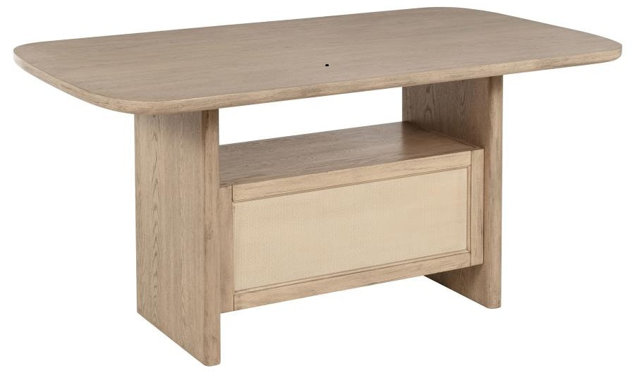 Coaster 109388-S7 7 pc Kailani beige oak wood finish 72" rectangular counter height dining table set trestle storage base