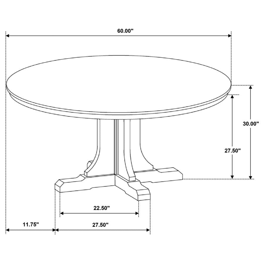 Coaster 109460-S7 7 pc Hartville natural light brown finish wood 60" round dining table set