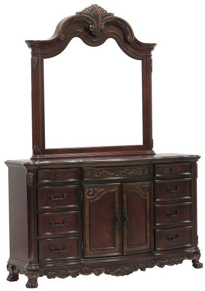 Homelegance 2243SL-4PC 4 pc deryn park ii cherry finish wood carved accents bedroom set