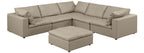 Global United 1100BG-6PC 6 pc Divanitalia beige italian leather modular sectional sofa with ottoman
