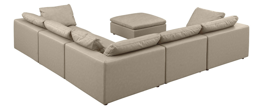 Global United 1100BG-6PC 6 pc Divanitalia beige italian leather modular sectional sofa with ottoman