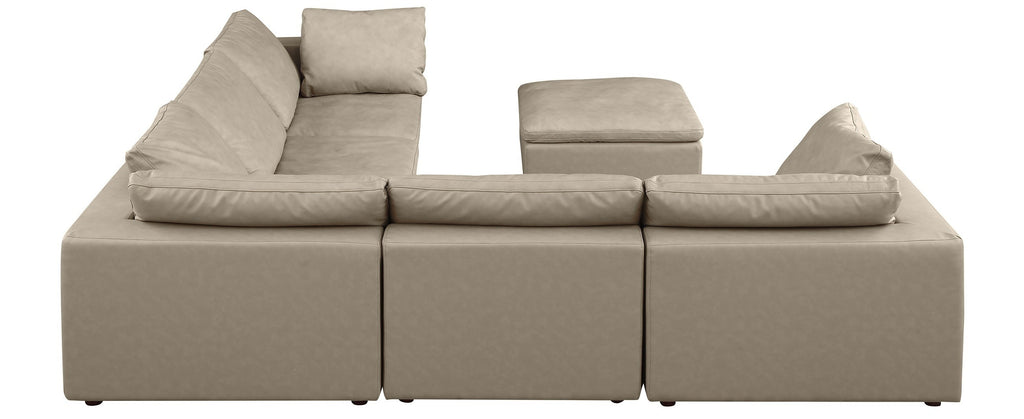Global United 1100BG-6PC 6 pc Divanitalia beige italian leather modular sectional sofa with ottoman