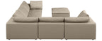 Global United 1100BG-6PC 6 pc Divanitalia beige italian leather modular sectional sofa with ottoman