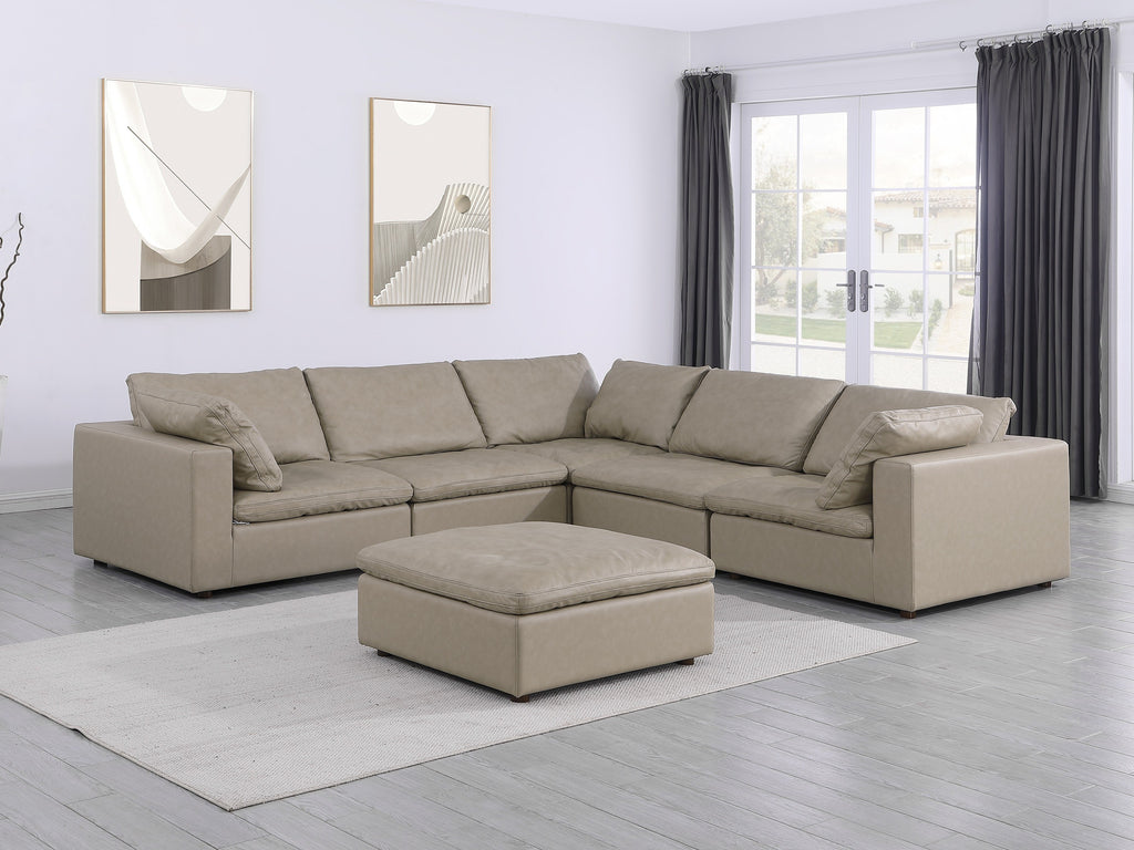 Global United 1100BG-6PC 6 pc Divanitalia beige italian leather modular sectional sofa with ottoman