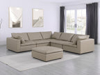 Global United 1100BG-6PC 6 pc Divanitalia beige italian leather modular sectional sofa with ottoman