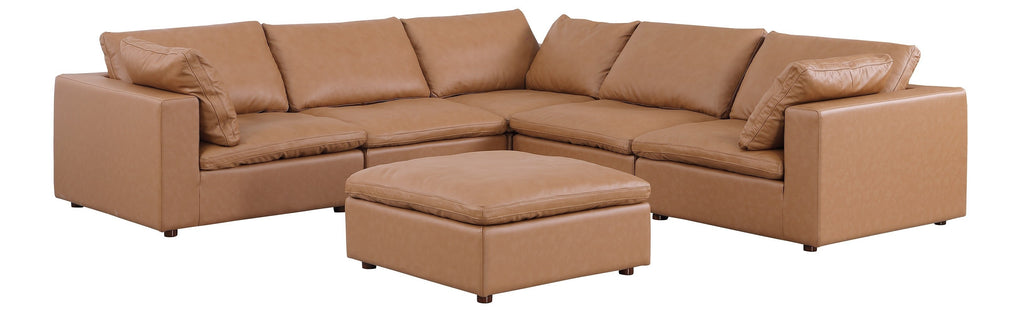 Global United 1100CG-6PC 6 pc Divanitalia cognac italian leather modular sectional sofa with ottoman