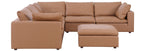 Global United 1100CG-6PC 6 pc Divanitalia cognac italian leather modular sectional sofa with ottoman
