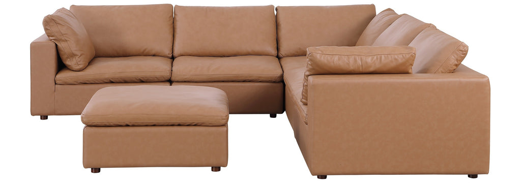 Global United 1100CG-6PC 6 pc Divanitalia cognac italian leather modular sectional sofa with ottoman