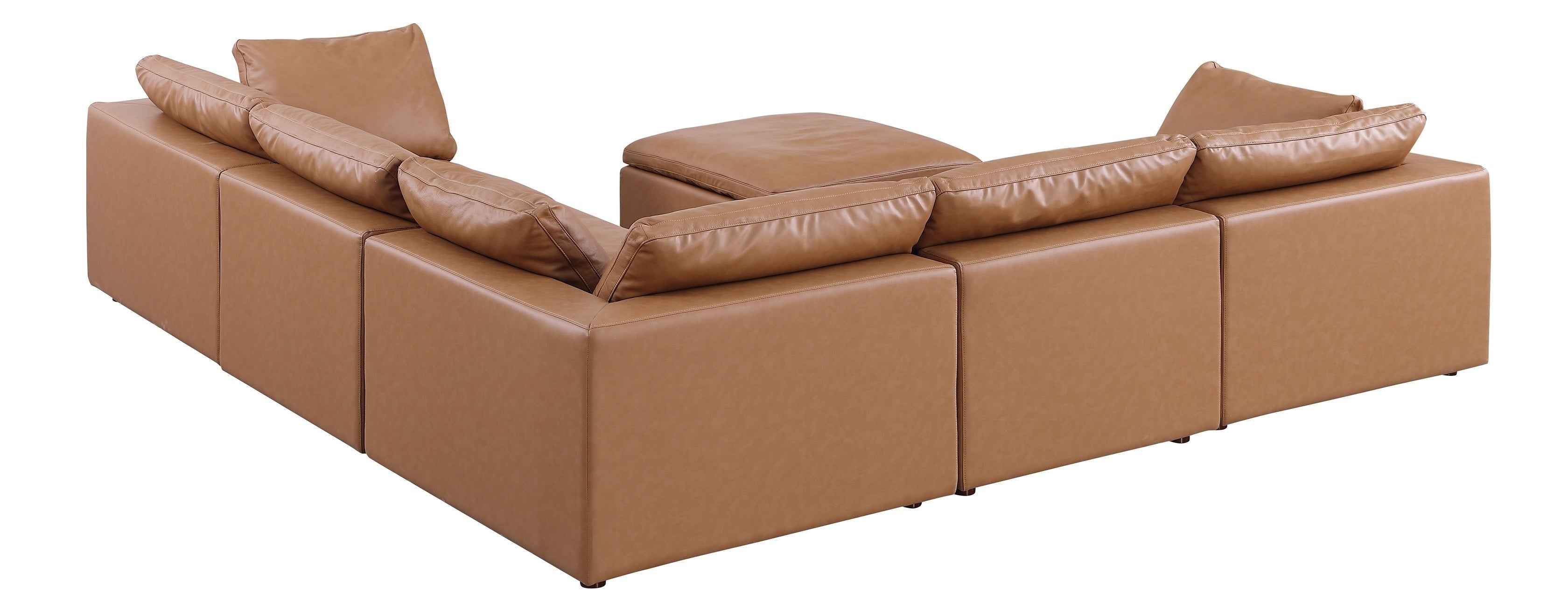 Global United 1100CG-6PC 6 pc Divanitalia cognac italian leather modular sectional sofa with ottoman