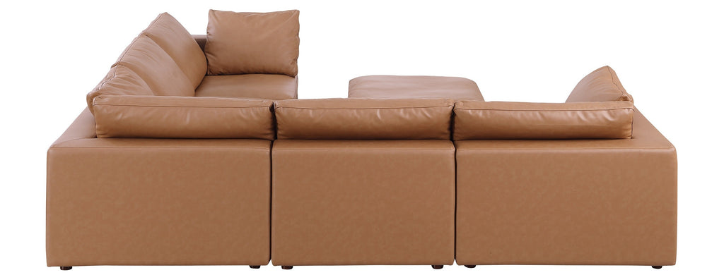 Global United 1100CG-6PC 6 pc Divanitalia cognac italian leather modular sectional sofa with ottoman