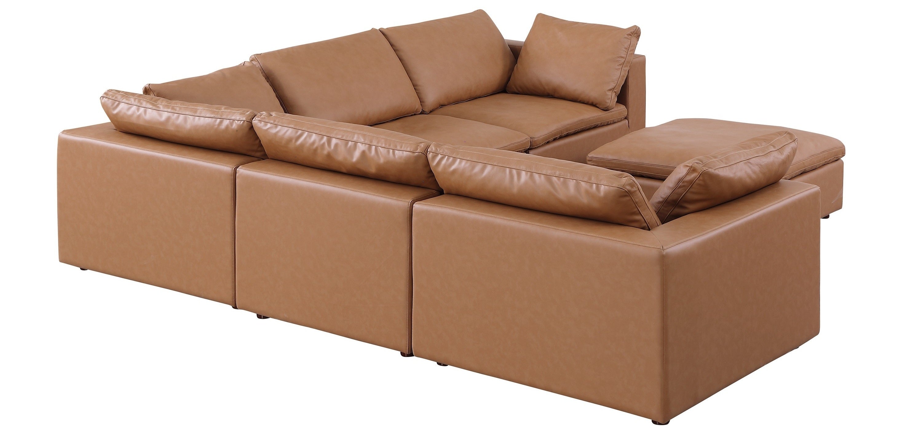 Global United 1100CG-6PC 6 pc Divanitalia cognac italian leather modular sectional sofa with ottoman
