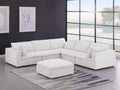 Global United 1100WH-6PC 6 pc White / light grey belfast fabric modular sectional sofa with ottoman