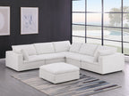 Global United 1100WH-6PC 6 pc White / light grey belfast fabric modular sectional sofa with ottoman