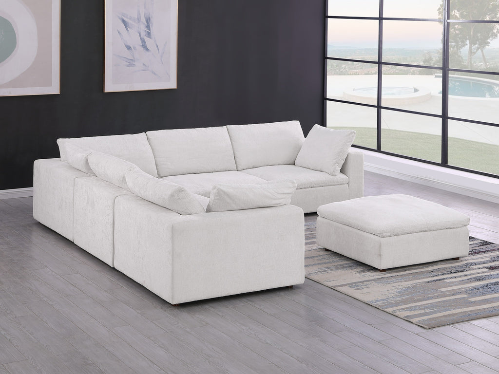 Global United 1100WH-6PC 6 pc White / light grey belfast fabric modular sectional sofa with ottoman