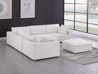 Global United 1100WH-6PC 6 pc White / light grey belfast fabric modular sectional sofa with ottoman