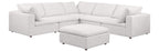 Global United 1100WH-6PC 6 pc White / light grey belfast fabric modular sectional sofa with ottoman