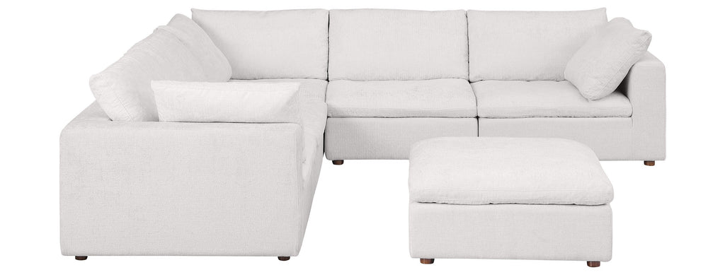 Global United 1100WH-6PC 6 pc White / light grey belfast fabric modular sectional sofa with ottoman