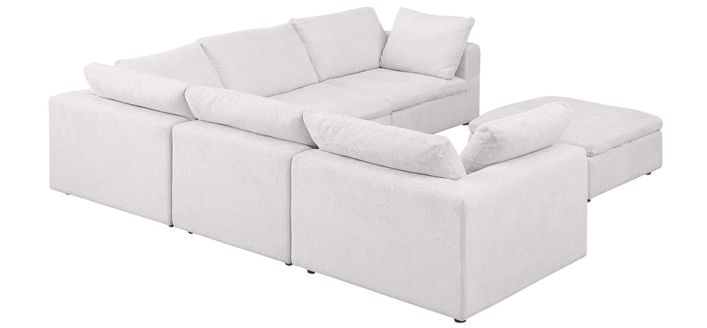 Global United 1100WH-6PC 6 pc White / light grey belfast fabric modular sectional sofa with ottoman