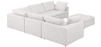 Global United 1100WH-6PC 6 pc White / light grey belfast fabric modular sectional sofa with ottoman
