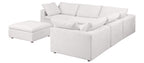 Global United 1100WH-6PC 6 pc White / light grey belfast fabric modular sectional sofa with ottoman