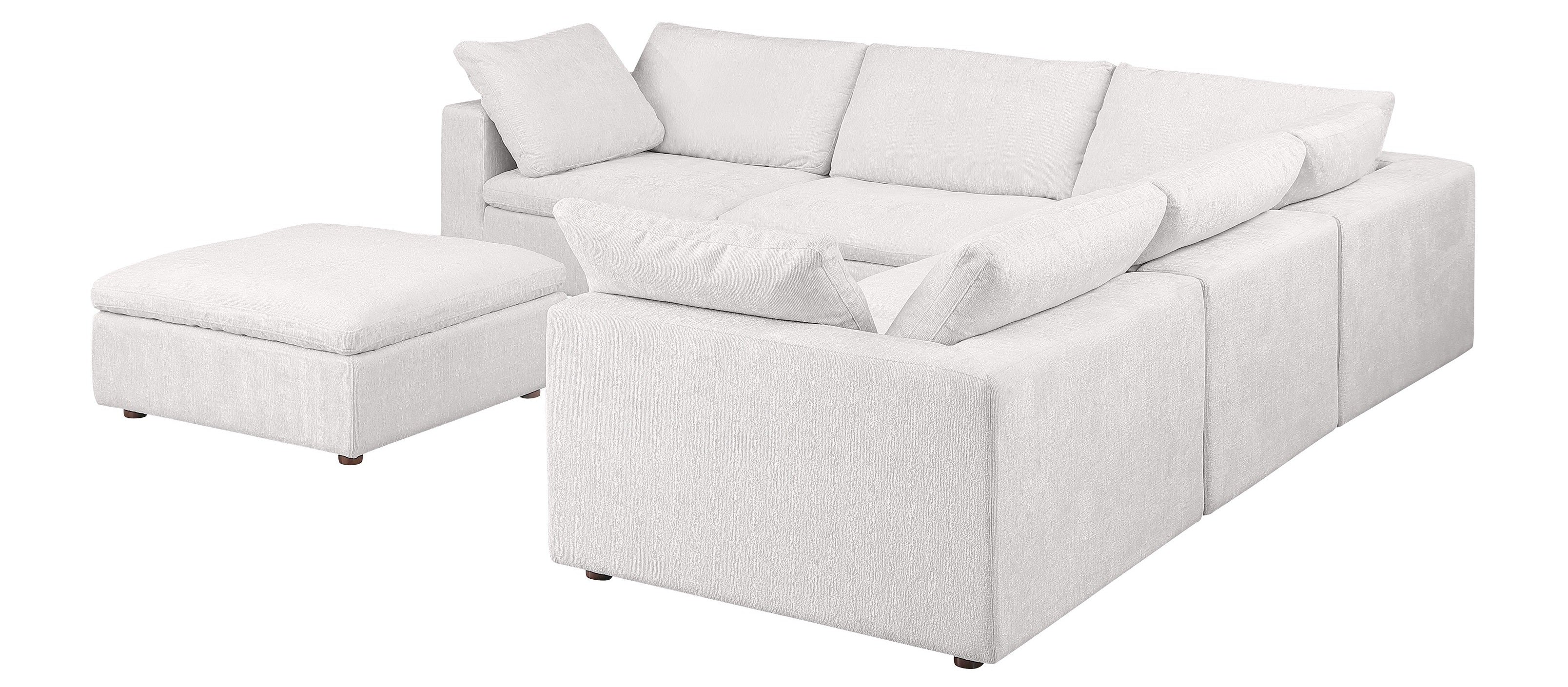 Global United 1100WH-6PC 6 pc White / light grey belfast fabric modular sectional sofa with ottoman