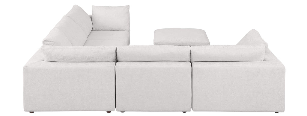 Global United 1100WH-6PC 6 pc White / light grey belfast fabric modular sectional sofa with ottoman
