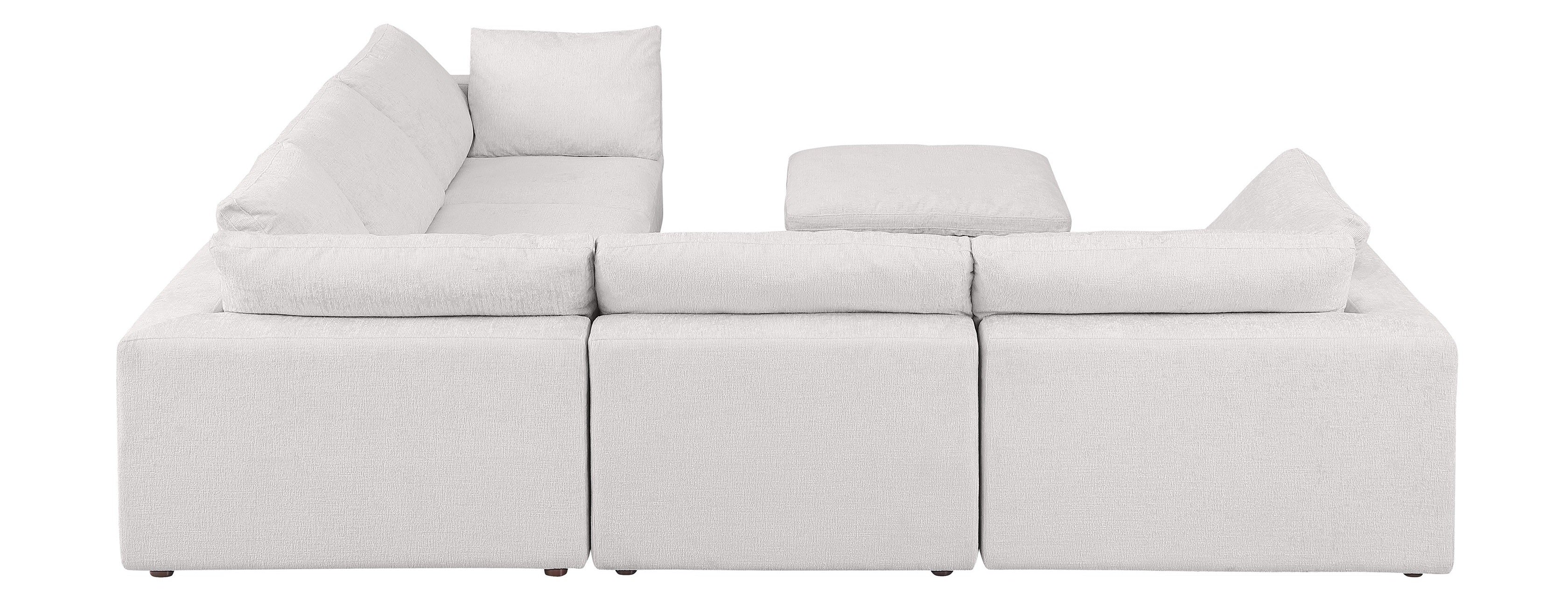 Global United 1100WH-6PC 6 pc White / light grey belfast fabric modular sectional sofa with ottoman
